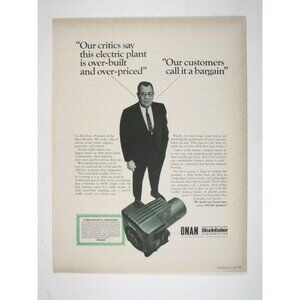 Print Ad Onan Studebaker Electric Power Plant Engines 1967 Vintage